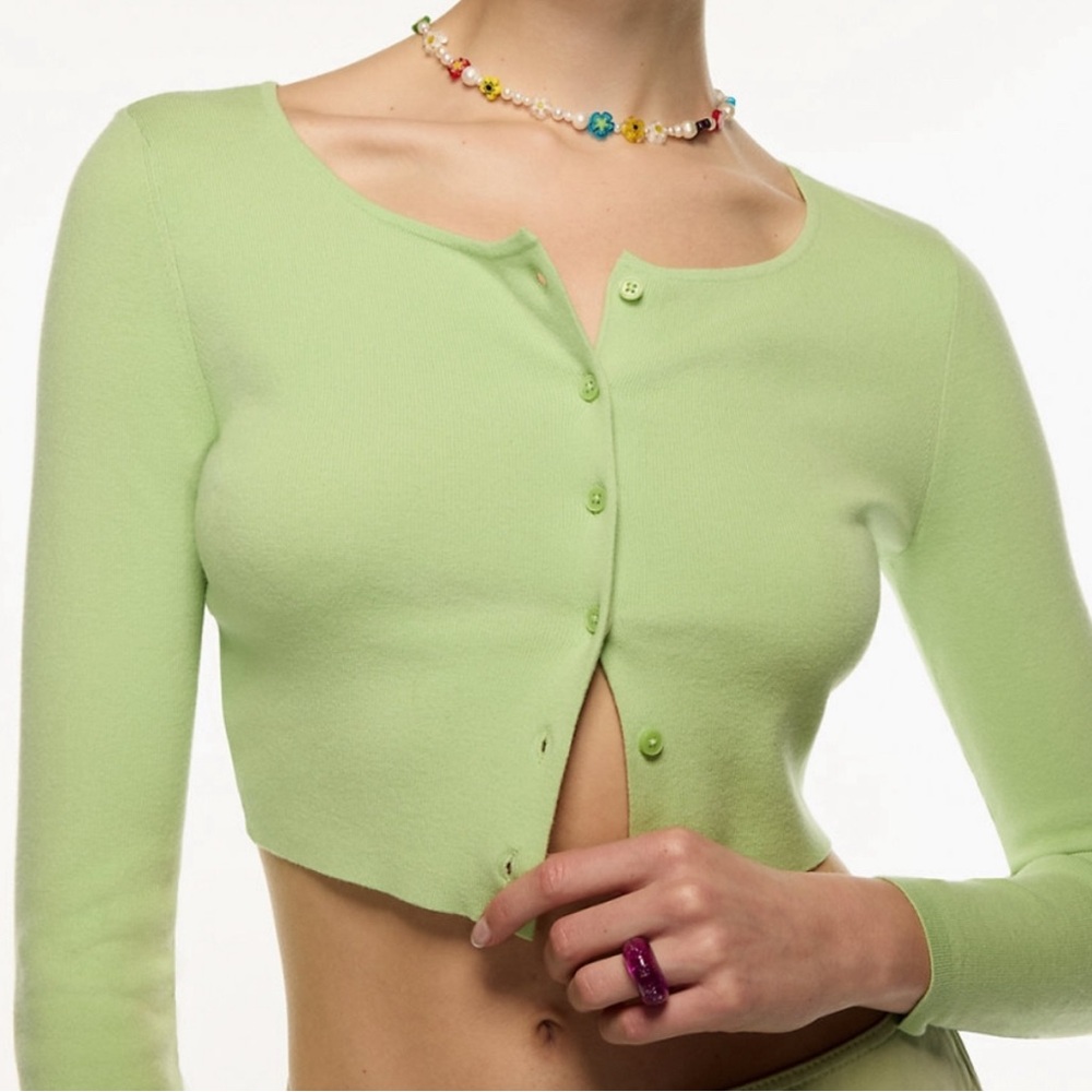 Aritzia Sun-Deh / Sunday Best / Lime Green Izzy Cardigan Sweater / Size M